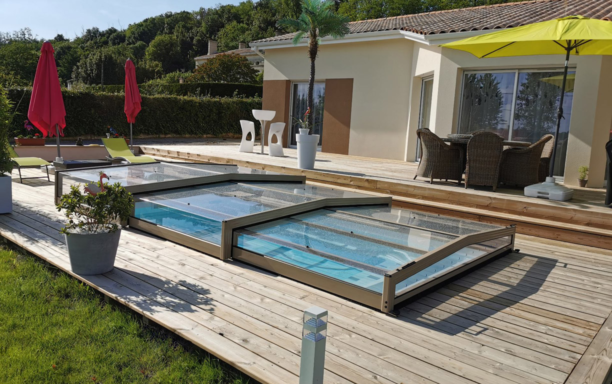 Abri de piscine télescopique haut - Fabrication française